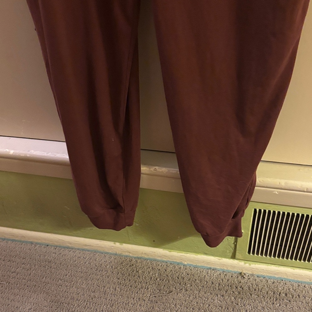 Socialite XL Brown Long V Neck Jumpsuit Comfy Loungewear Neutral Lagenlook - Picture 7 of 11